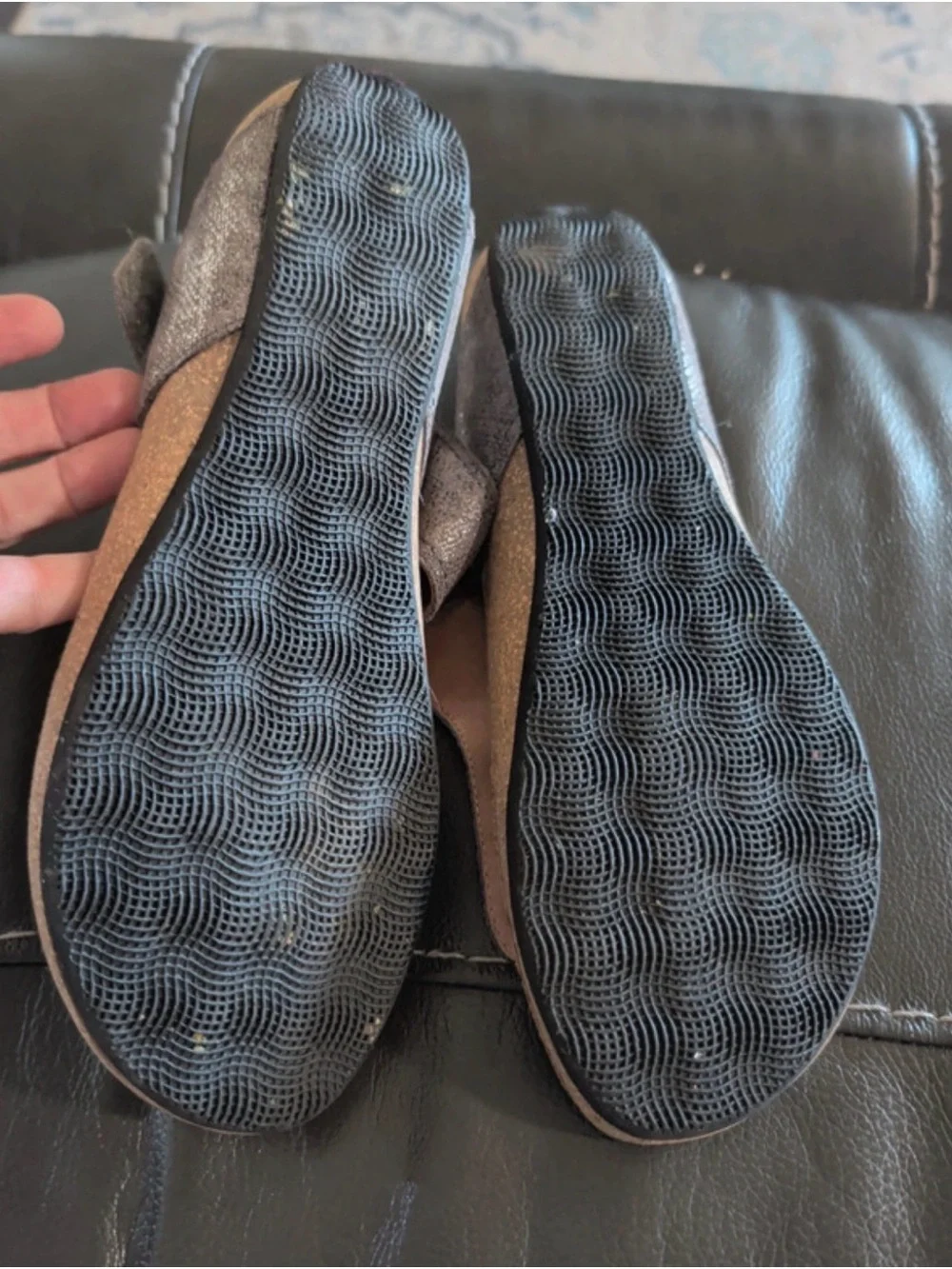 Taos Footwear Metallic Gray Thong Sandals